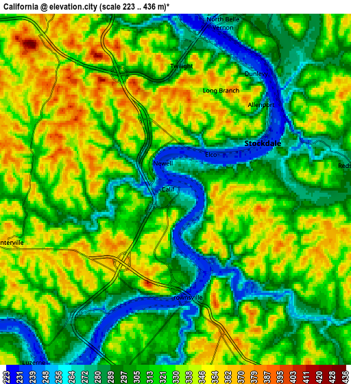 Zoom OUT 2x California, United States elevation map