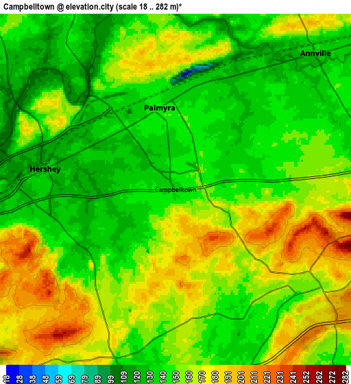 Zoom OUT 2x Campbelltown, United States elevation map