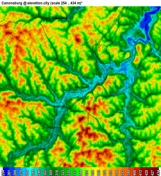 Zoom OUT 2x Canonsburg, United States elevation map