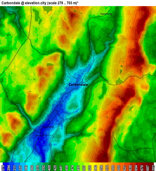 Zoom OUT 2x Carbondale, United States elevation map