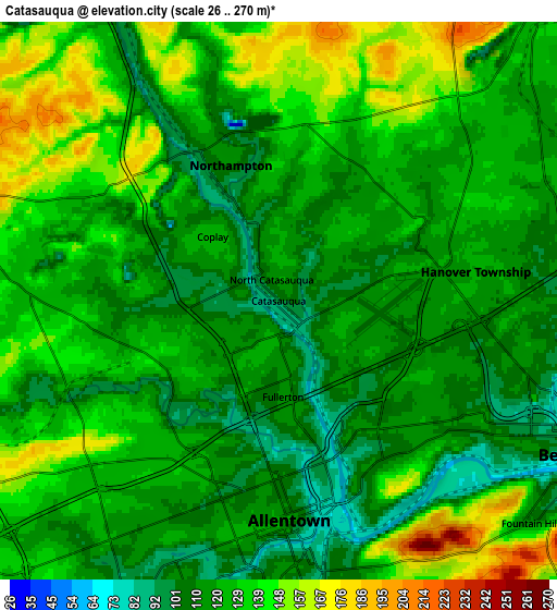 Zoom OUT 2x Catasauqua, United States elevation map