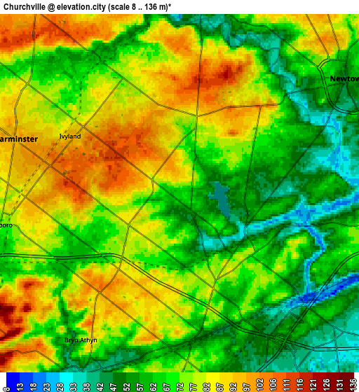 Zoom OUT 2x Churchville, United States elevation map