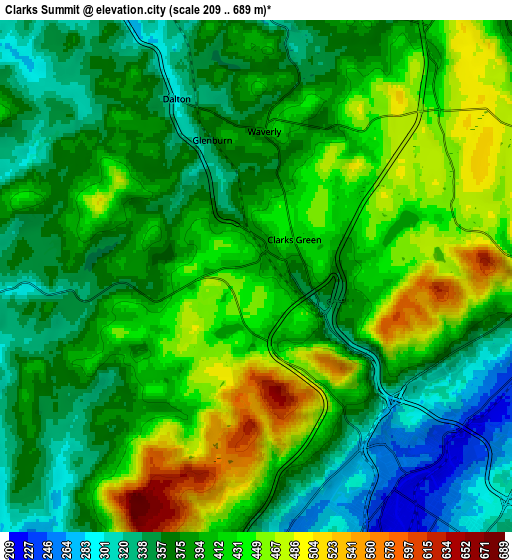 Zoom OUT 2x Clarks Summit, United States elevation map