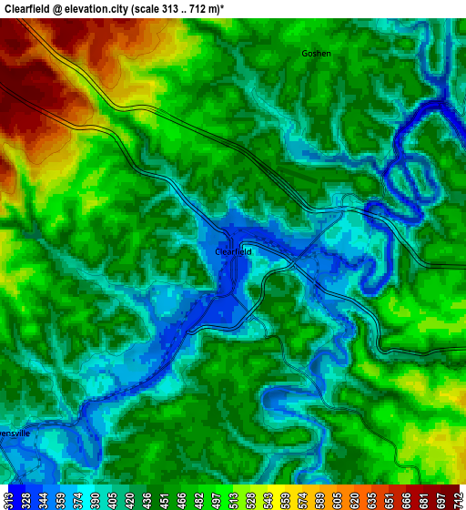 Zoom OUT 2x Clearfield, United States elevation map