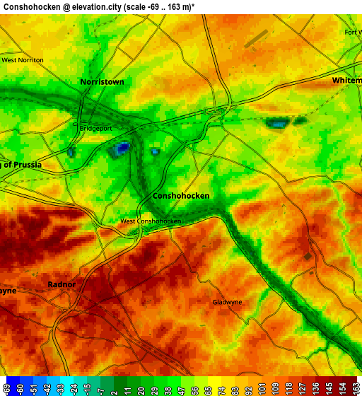 Zoom OUT 2x Conshohocken, United States elevation map