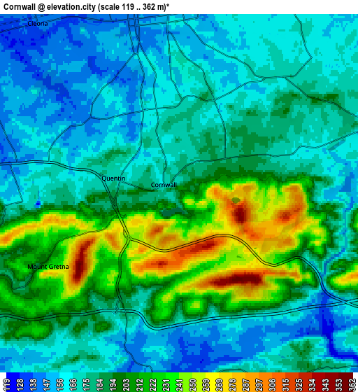 Zoom OUT 2x Cornwall, United States elevation map