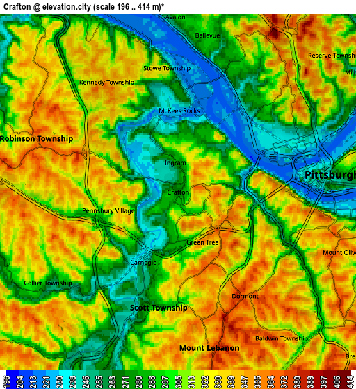 Zoom OUT 2x Crafton, United States elevation map