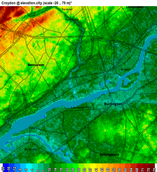 Zoom OUT 2x Croydon, United States elevation map