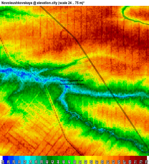 Zoom OUT 2x Novoleushkovskaya, Russia elevation map