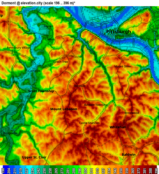 Zoom OUT 2x Dormont, United States elevation map