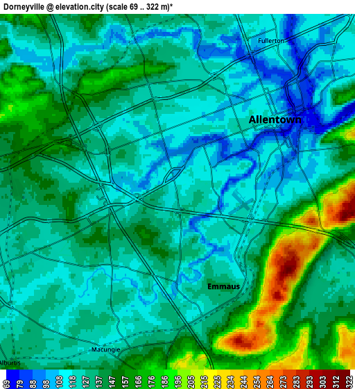 Zoom OUT 2x Dorneyville, United States elevation map