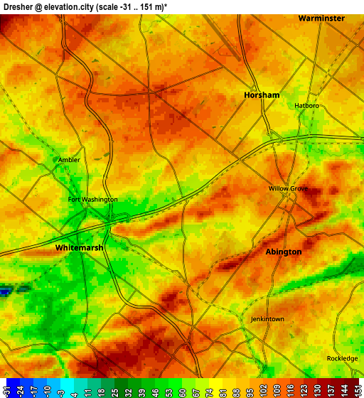 Zoom OUT 2x Dresher, United States elevation map