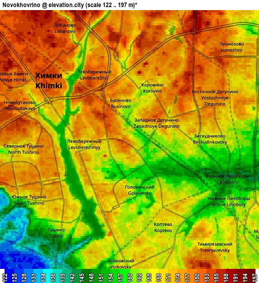 Zoom OUT 2x Novokhovrino, Russia elevation map