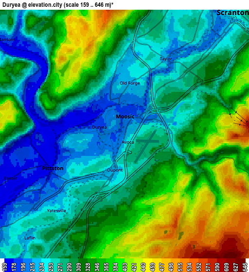 Zoom OUT 2x Duryea, United States elevation map