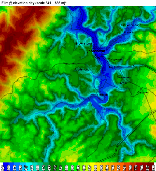 Zoom OUT 2x Elim, United States elevation map