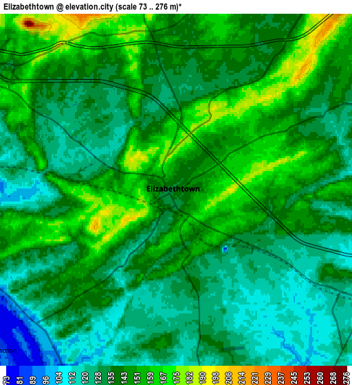 Zoom OUT 2x Elizabethtown, United States elevation map