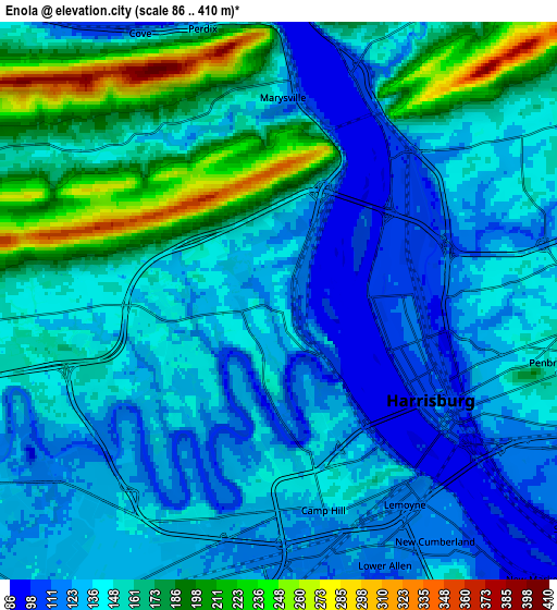 Zoom OUT 2x Enola, United States elevation map