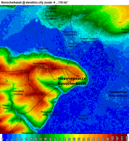 Zoom OUT 2x Novocherkassk, Russia elevation map