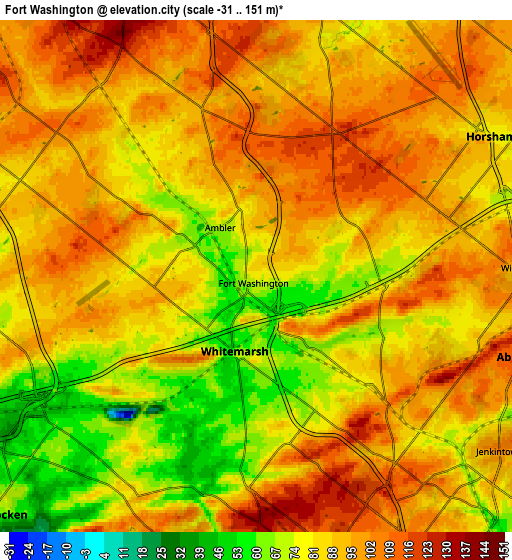 Zoom OUT 2x Fort Washington, United States elevation map