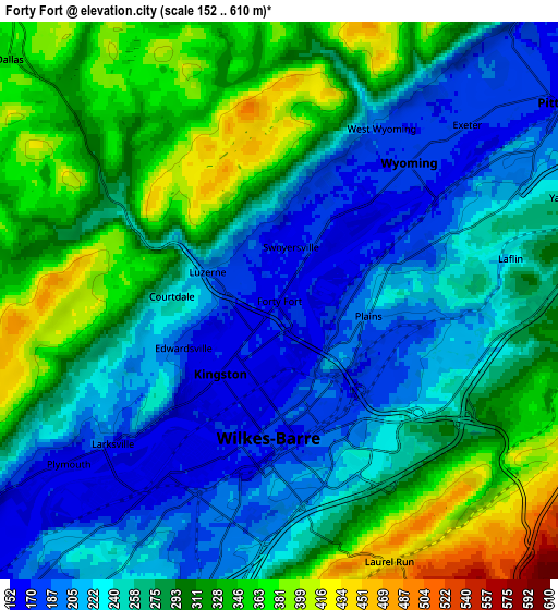 Zoom OUT 2x Forty Fort, United States elevation map