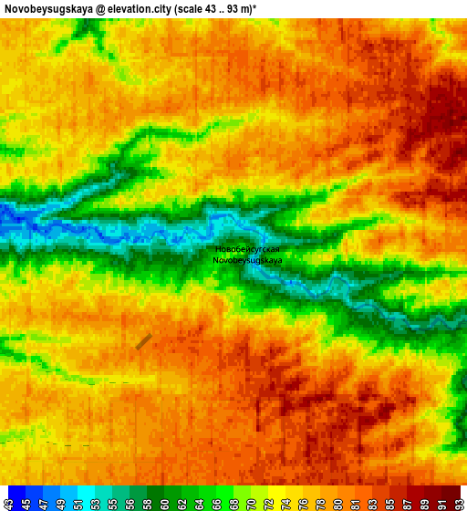 Zoom OUT 2x Novobeysugskaya, Russia elevation map