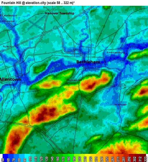 Zoom OUT 2x Fountain Hill, United States elevation map