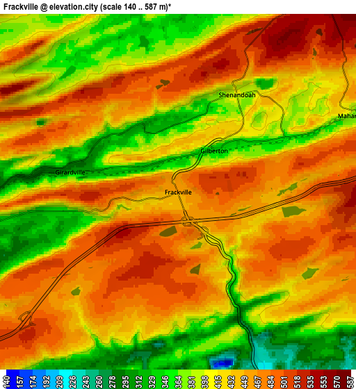 Zoom OUT 2x Frackville, United States elevation map