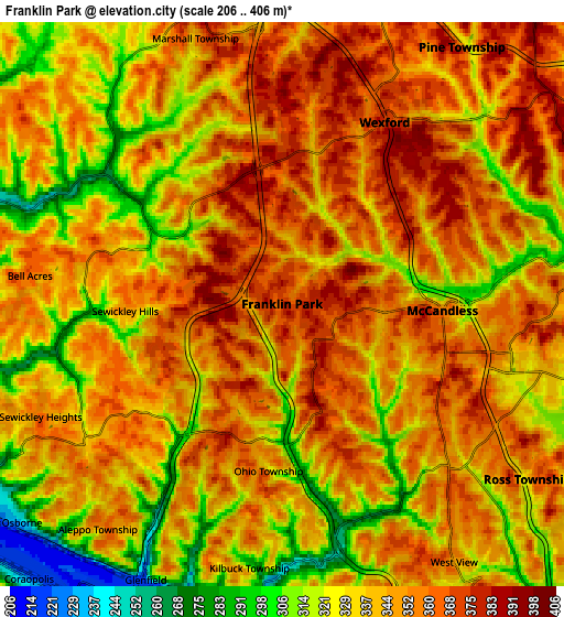 Zoom OUT 2x Franklin Park, United States elevation map