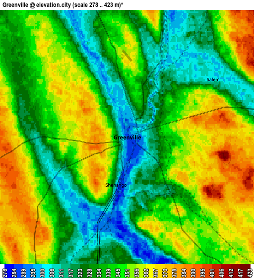 Zoom OUT 2x Greenville, United States elevation map