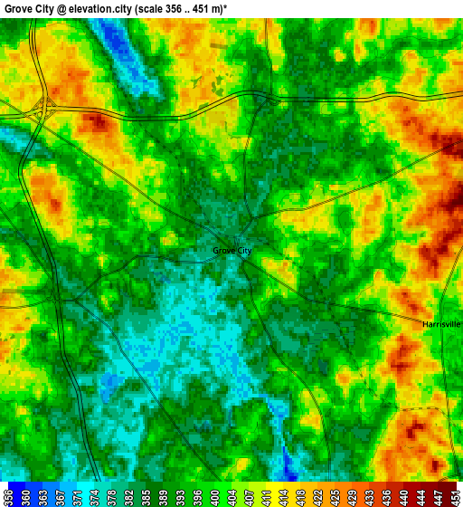 Zoom OUT 2x Grove City, United States elevation map