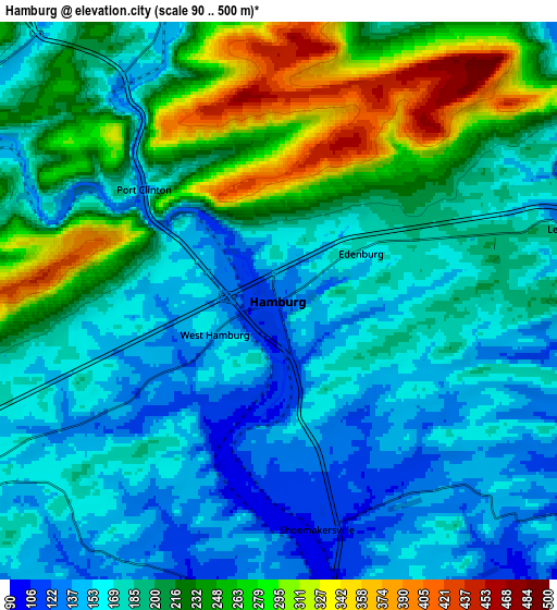 Zoom OUT 2x Hamburg, United States elevation map