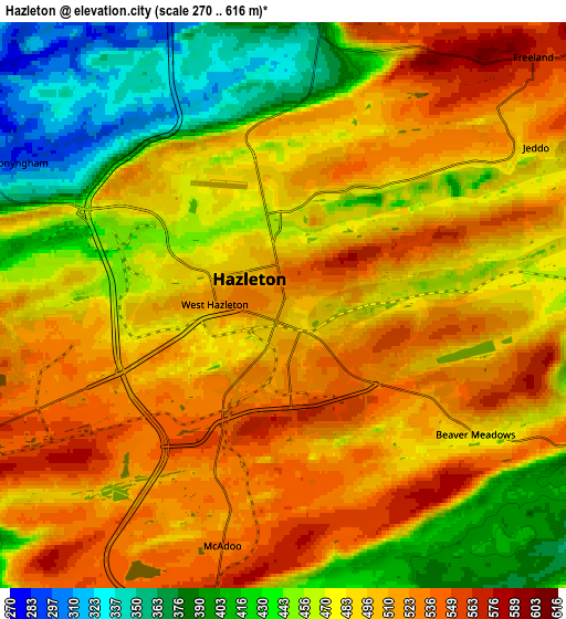 Zoom OUT 2x Hazleton, United States elevation map