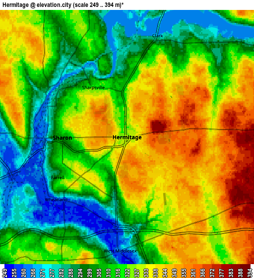 Zoom OUT 2x Hermitage, United States elevation map