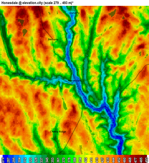 Zoom OUT 2x Honesdale, United States elevation map