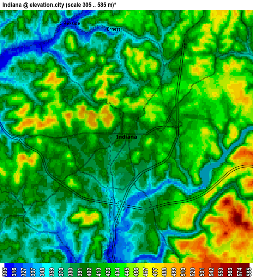 Zoom OUT 2x Indiana, United States elevation map