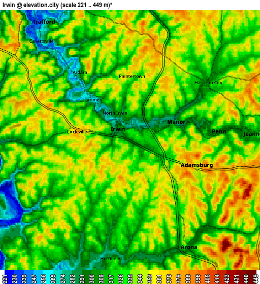 Zoom OUT 2x Irwin, United States elevation map