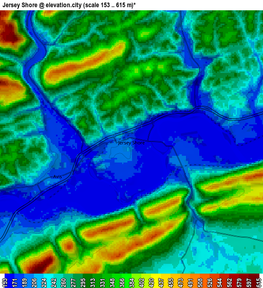 Zoom OUT 2x Jersey Shore, United States elevation map