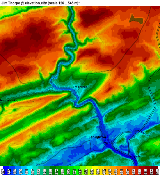 Zoom OUT 2x Jim Thorpe, United States elevation map