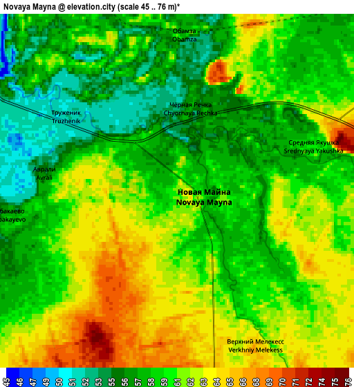 Zoom OUT 2x Novaya Mayna, Russia elevation map