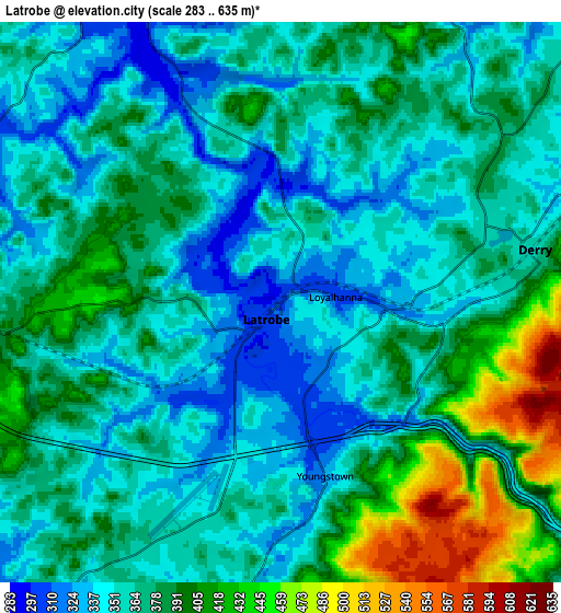 Zoom OUT 2x Latrobe, United States elevation map