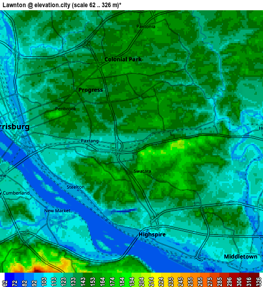 Zoom OUT 2x Lawnton, United States elevation map