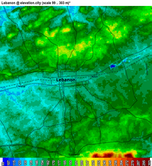 Zoom OUT 2x Lebanon, United States elevation map