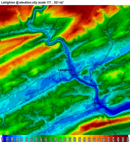 Zoom OUT 2x Lehighton, United States elevation map