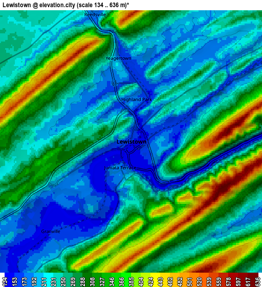 Zoom OUT 2x Lewistown, United States elevation map