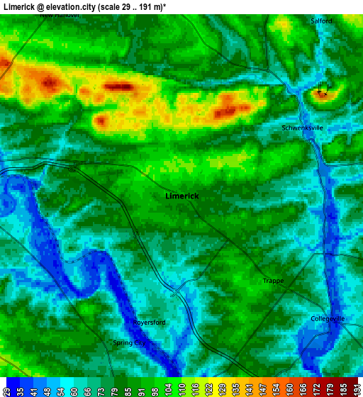 Zoom OUT 2x Limerick, United States elevation map