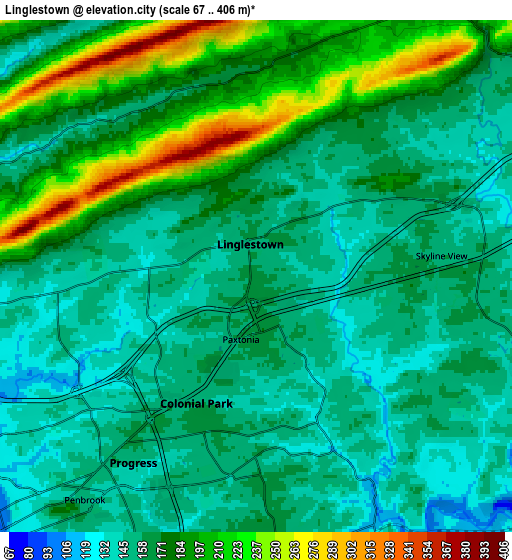 Zoom OUT 2x Linglestown, United States elevation map