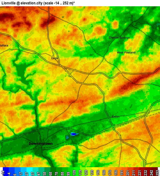 Zoom OUT 2x Lionville, United States elevation map