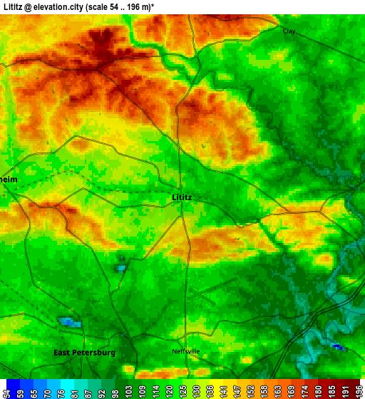 Zoom OUT 2x Lititz, United States elevation map