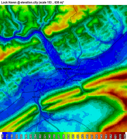 Zoom OUT 2x Lock Haven, United States elevation map