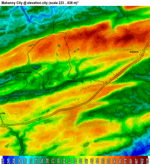 Zoom OUT 2x Mahanoy City, United States elevation map